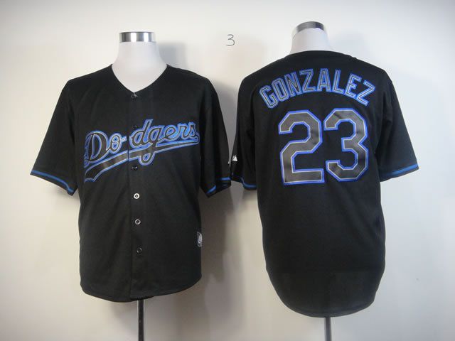 Men Los Angeles Dodgers #23 Gonzalez Black MLB Jerseys